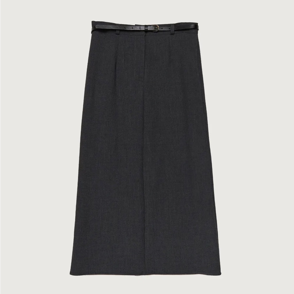 Oak + Fort grey midi skirt with back split